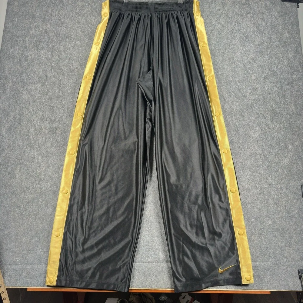Vintage Nike Tearaway Pants Mens XL Black Gold Dazzle Snap Side Y2K 90s